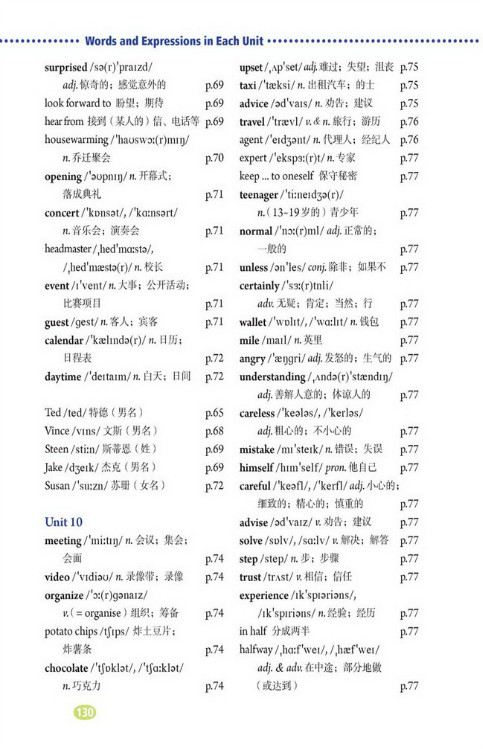 Words and Expressions in Each Unit(第130页)