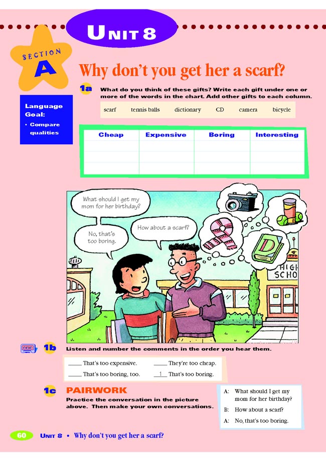 Unit 8 Why don’t you get her a scarf?(第60页)