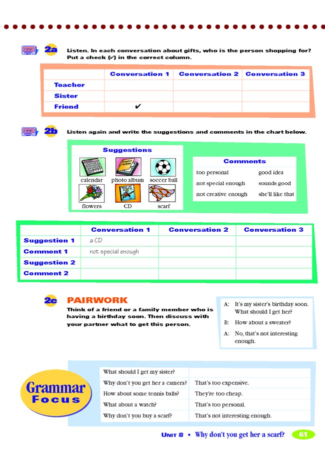 Unit 8 Why don’t you get her a scarf?(第61页)