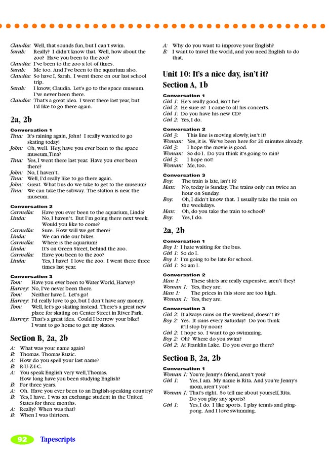 Unit 10 It’s a nice day, isn’t it?(第92页)