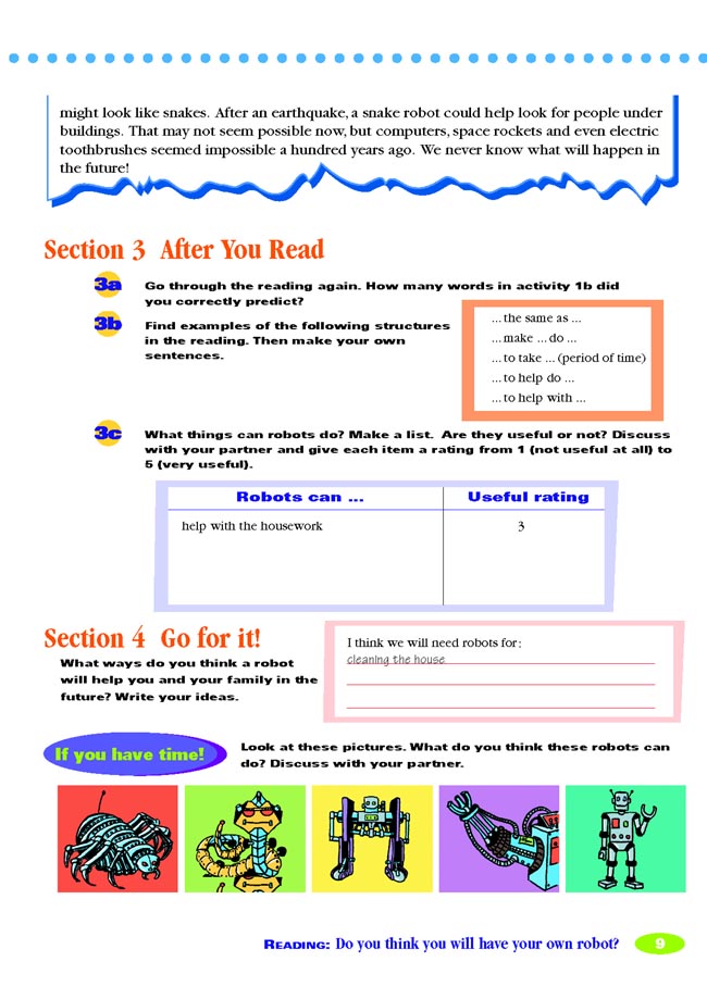 Unit 1 Will people have robots?(第9页)