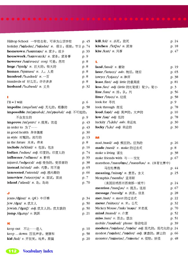 Words and Expressions in Each Unit(第112页)