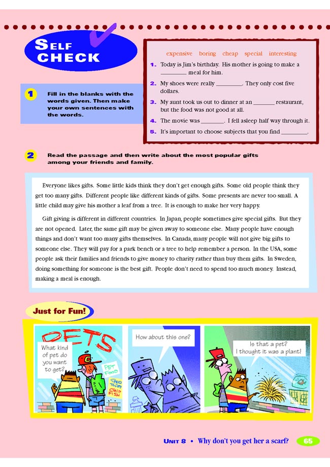 Unit 8 Why don’t you get her a scarf?(第65页)