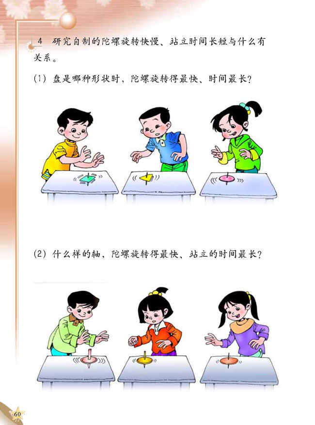 人教版二年级科学第三册(03生活与科技)电子课本4 旋转的陀螺(第60页)