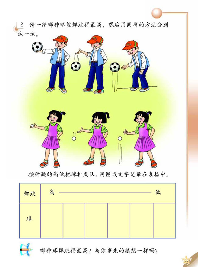 人教版二年级科学第三册(03生活与科技)电子课本3 各种各样的球(第55页)