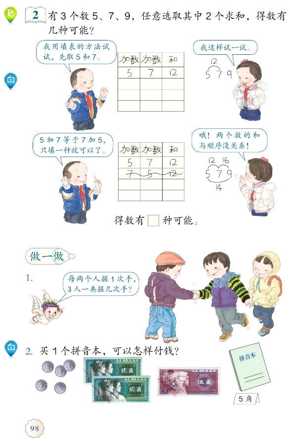 8 数学广角 搭配（一）(第98页)