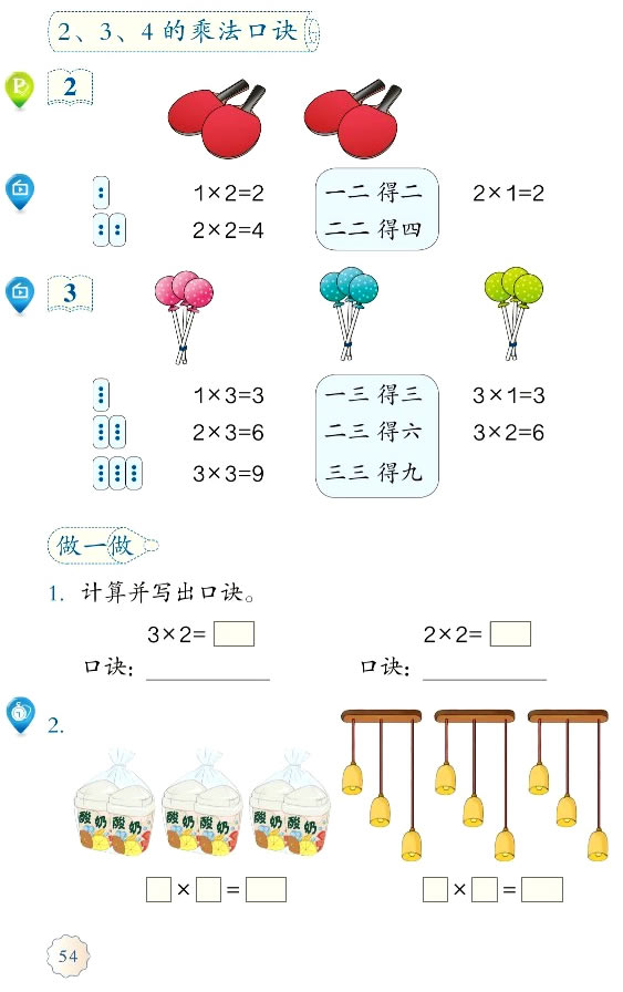 4 表内乘法（一）(第54页)
