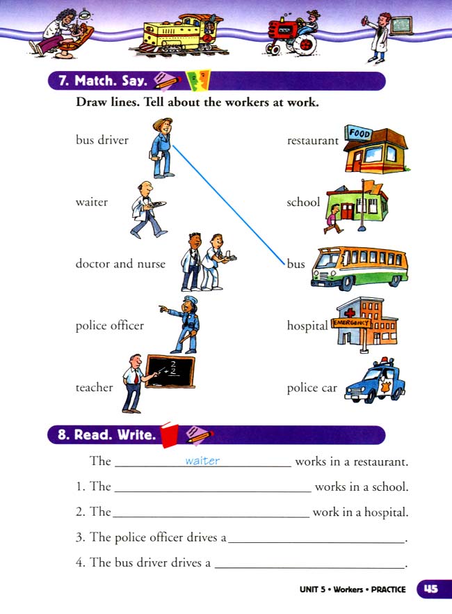 人教版二年级英语第二册(新派)电子课本unit 5 Workers(第45页)