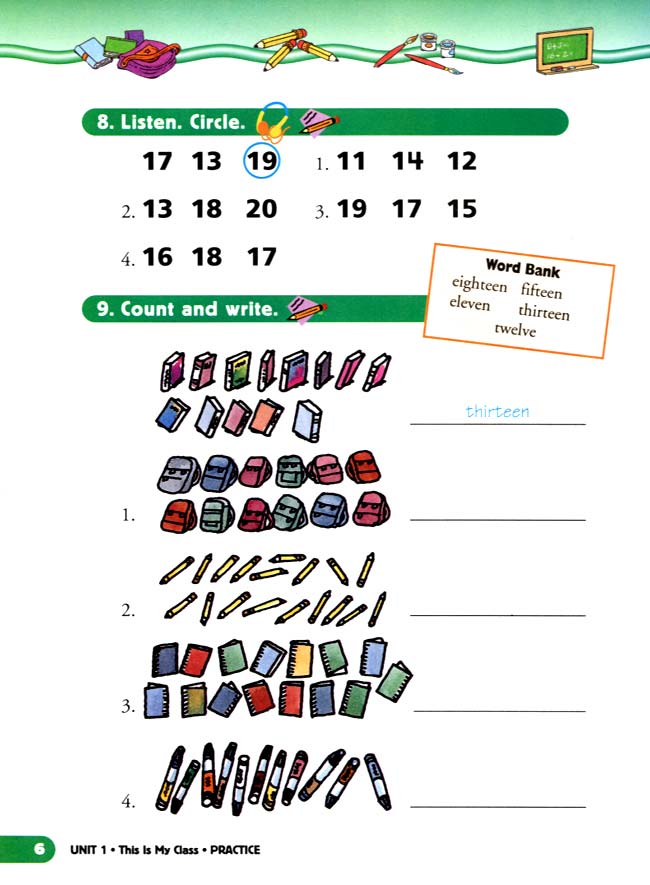 人教版二年级英语第二册(新派)电子课本unit 1 This Is My Class(第6页)