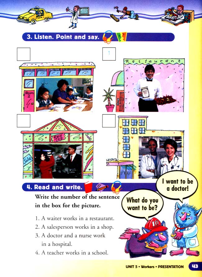人教版二年级英语第二册(新派)电子课本unit 5 Workers(第43页)