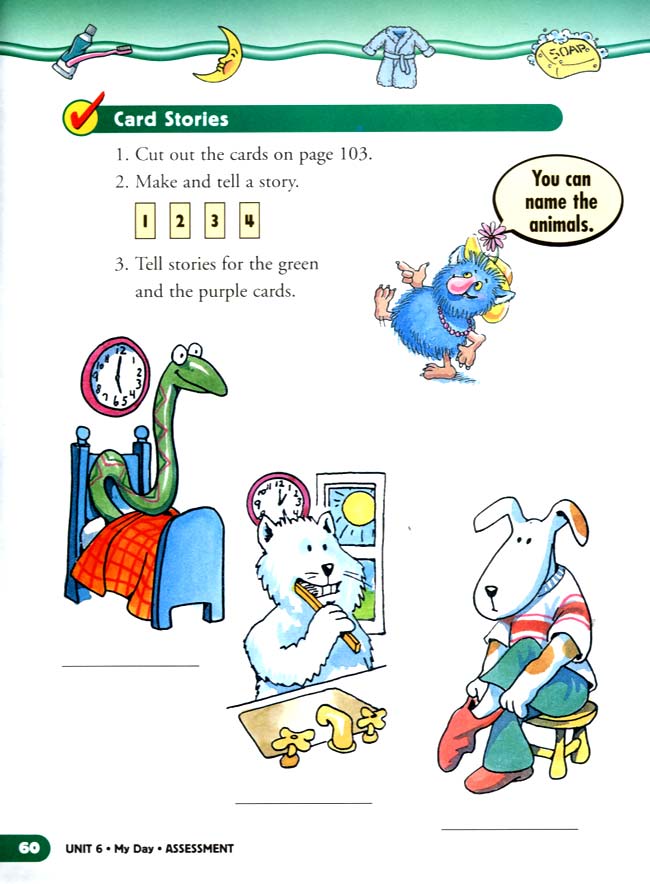 人教版二年级英语第二册(新派)电子课本unit 6 My Day(第60页)