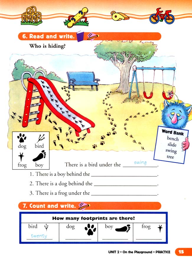 人教版二年级英语第二册(新派)电子课本unit 2 On the Playground(第15页)