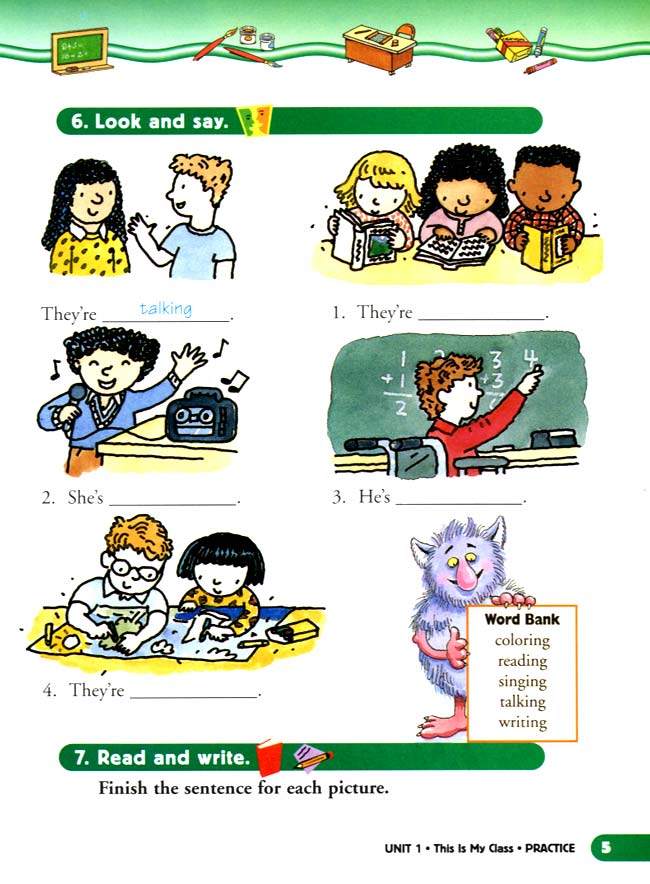 人教版二年级英语第二册(新派)电子课本unit 1 This Is My Class(第5页)