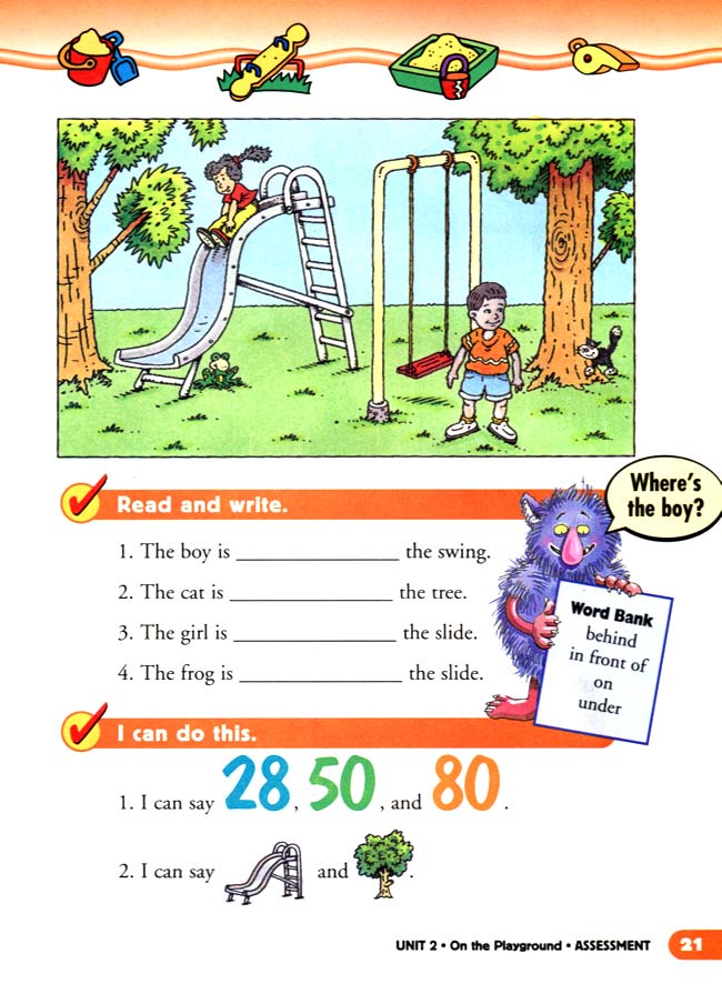 人教版二年级英语第二册(新派)电子课本unit 2 On the Playground(第21页)