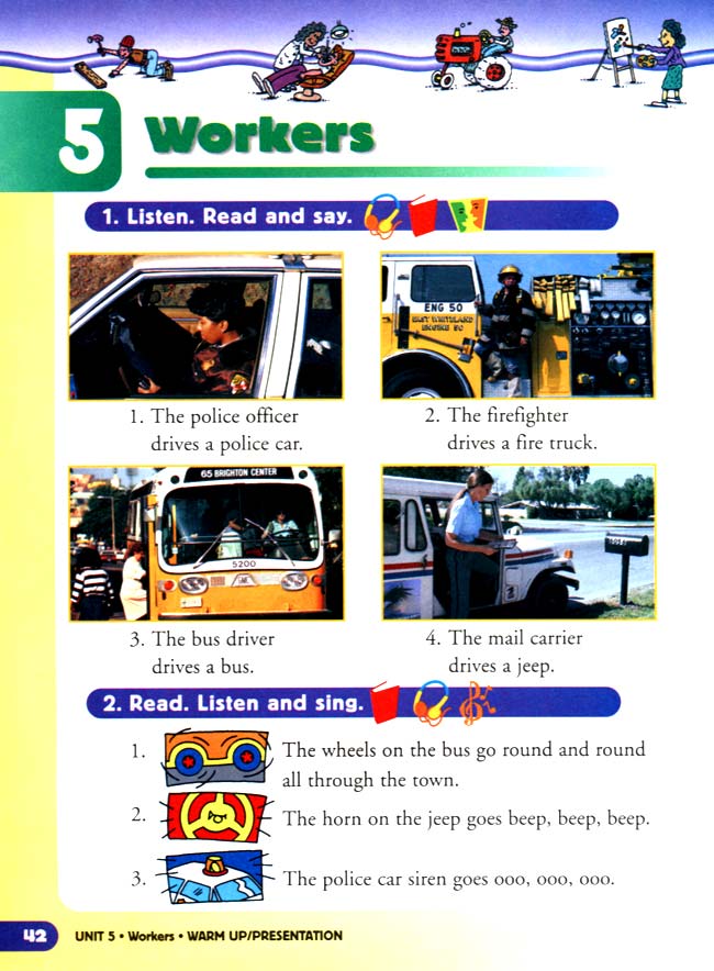 人教版二年级英语第二册(新派)电子课本unit 5 Workers(第42页)