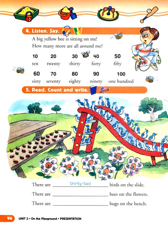 人教版二年级英语第二册(新派)电子课本unit 2 On the Playground(第14页)