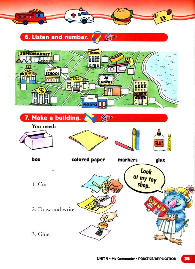人教版二年级英语第二册(新派)电子课本unit 4 My Community(第35页)