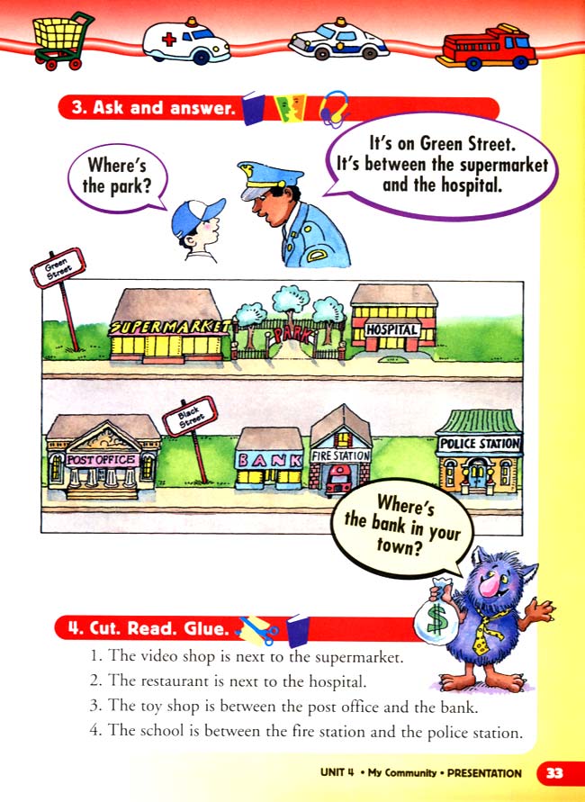 人教版二年级英语第二册(新派)电子课本unit 4 My Community(第33页)