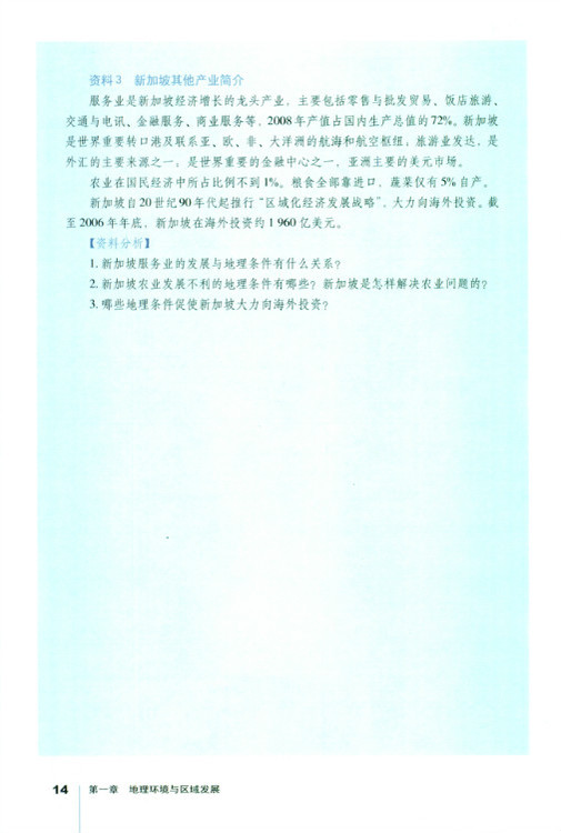 问题研究 地理环境为新加坡经济发展提供了哪些条件(第14页)
