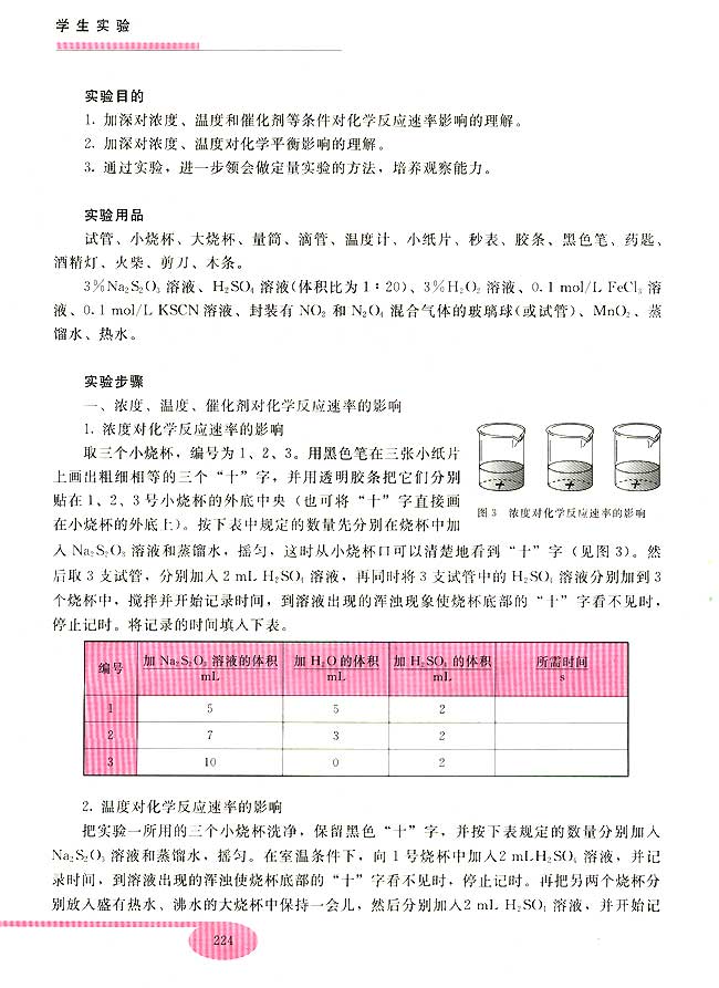 实验二 化学反应速率和化学平衡(第224页)
