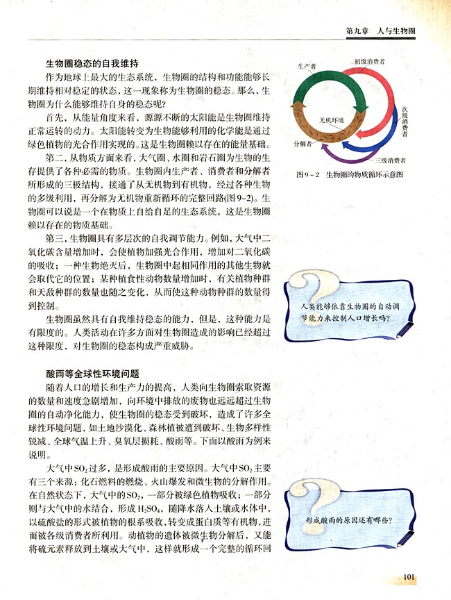 第一节 生物圈的稳态(第101页)
