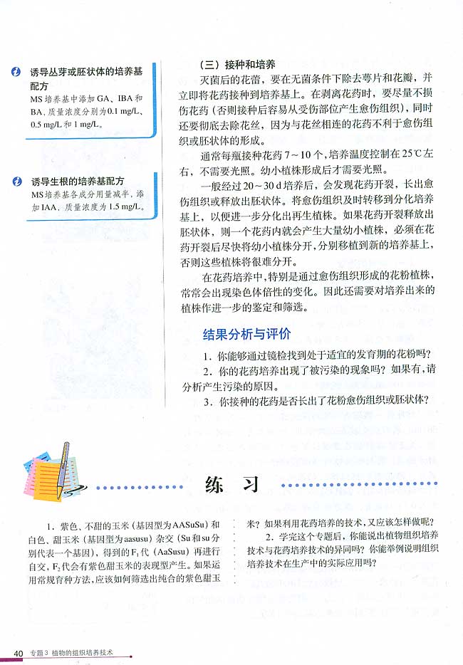 课题2 月季的花药培养(第40页)