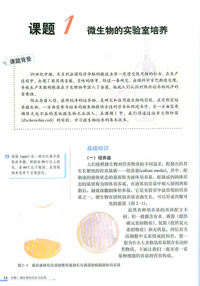 课题1 微生物的实验室培养(第14页)