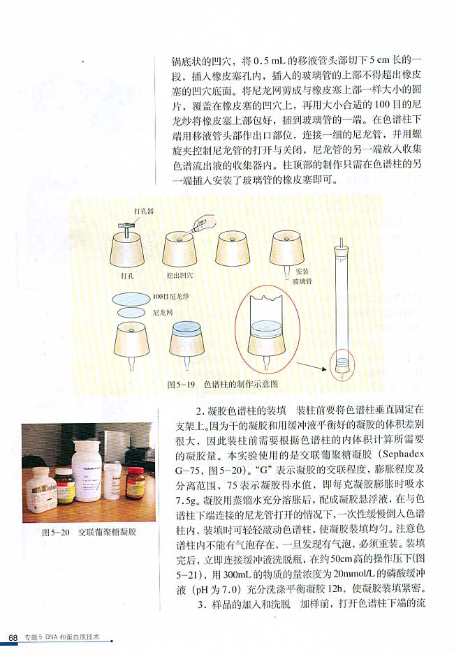 课题3 血红蛋白的提取和分离(第68页)