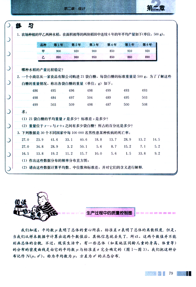 阅读与思考 生产过程中的质量控制图(第79页)