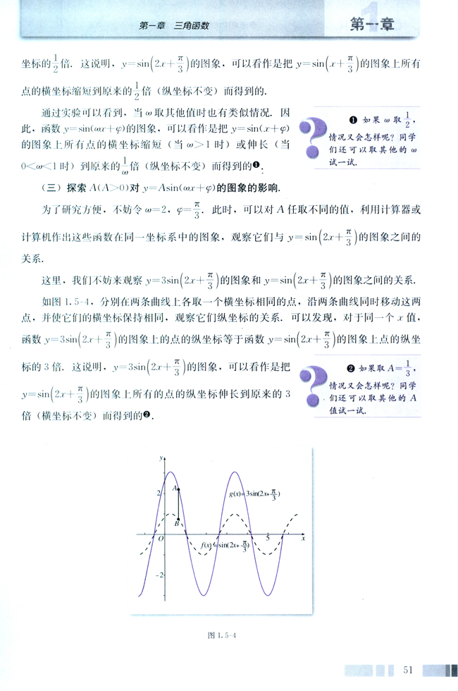 1.5 函数y=Asin（ωx+φ）的图像(第51页)