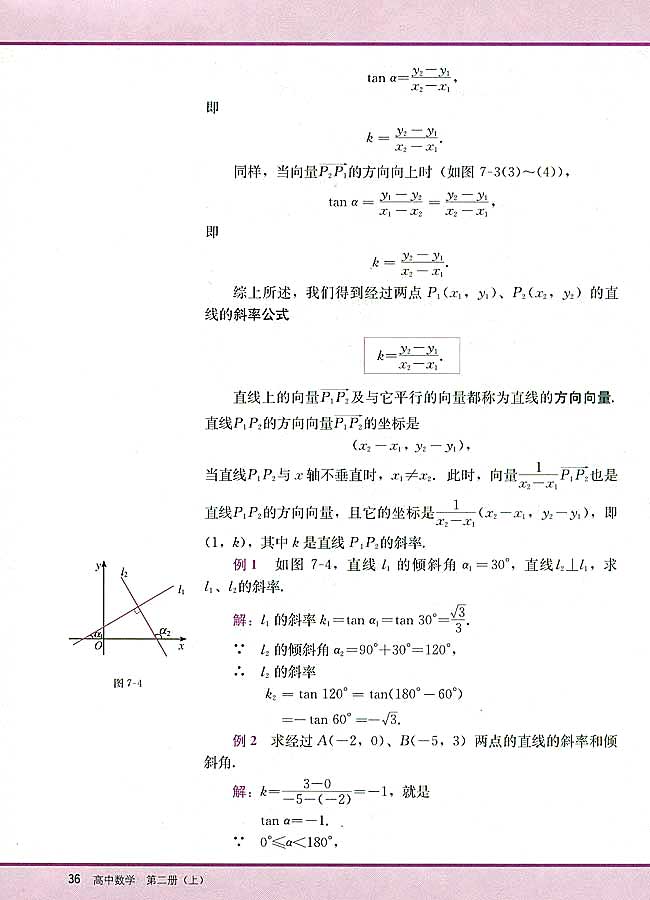 7．1 直线的倾斜角和斜率(第36页)