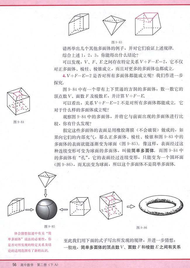 研究性学习课题：多面体欧拉定理的发现(第56页)
