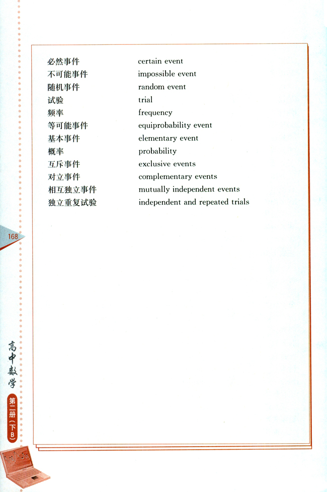 附 录 部分中英文词汇对照表(第168页)