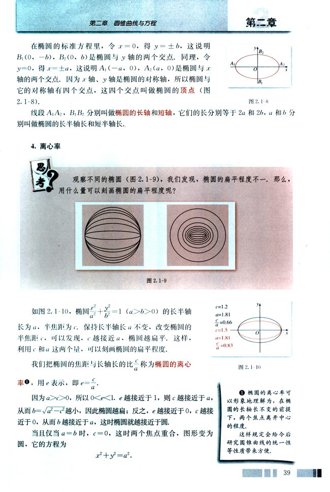 探究与发现 为什么截口曲线是椭圆(第39页)