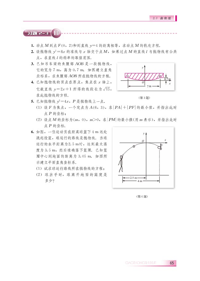 2.3.2 抛物线的几何性质(第65页)