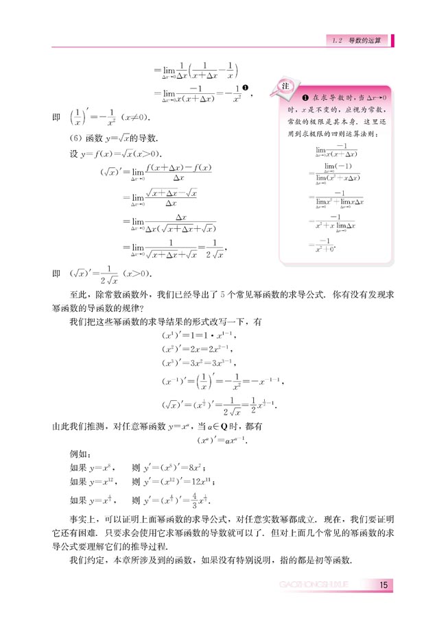 1.2.1 常数函数与冥函数的导数(第15页)