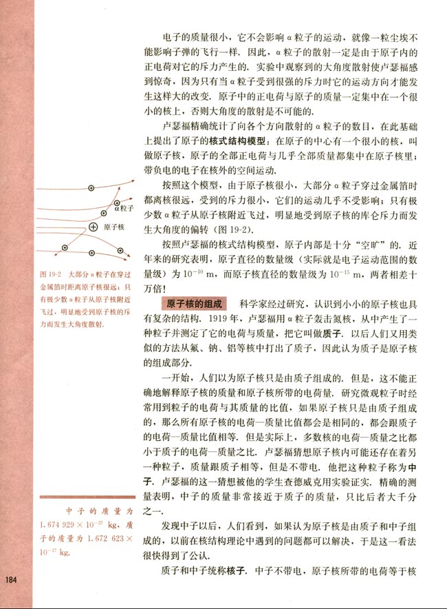 一、原子的核式结构 原子核(第184页)