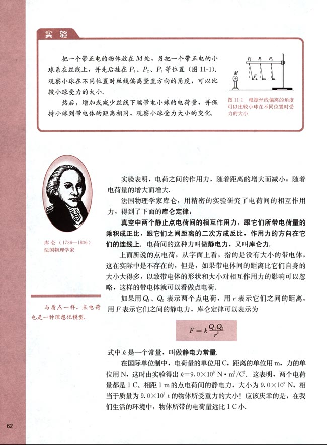 一、电荷 电荷间的相互作用(第62页)
