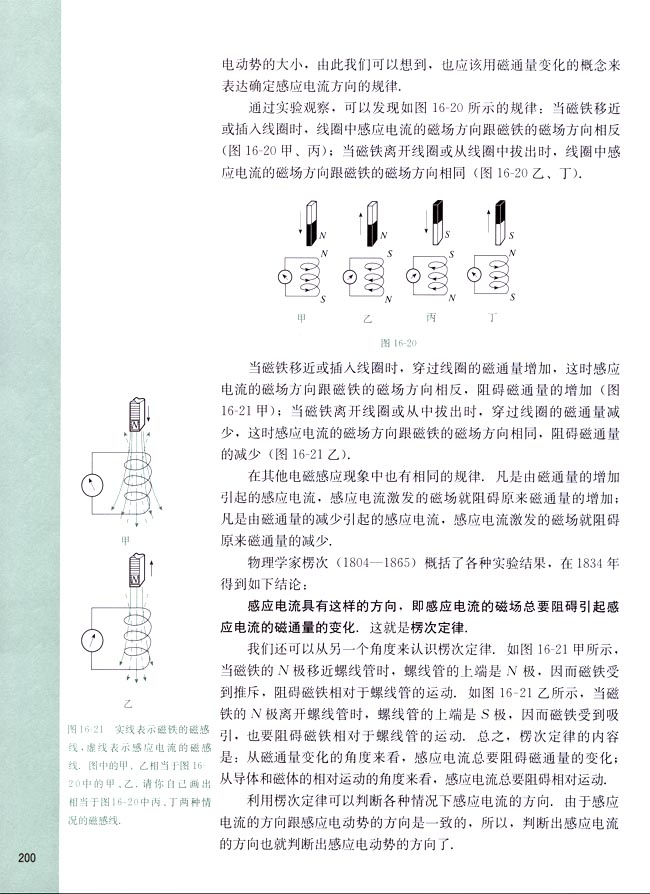 三、楞次定律──感应电流的方向(第200页)