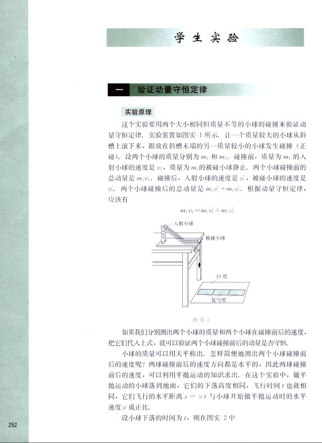 一、验证动量守恒定律(第252页)