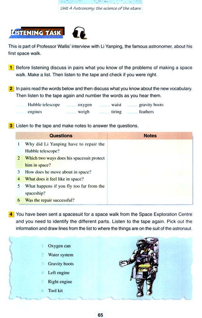 Unit 4 Astronomy: the science of the stars(第65页)