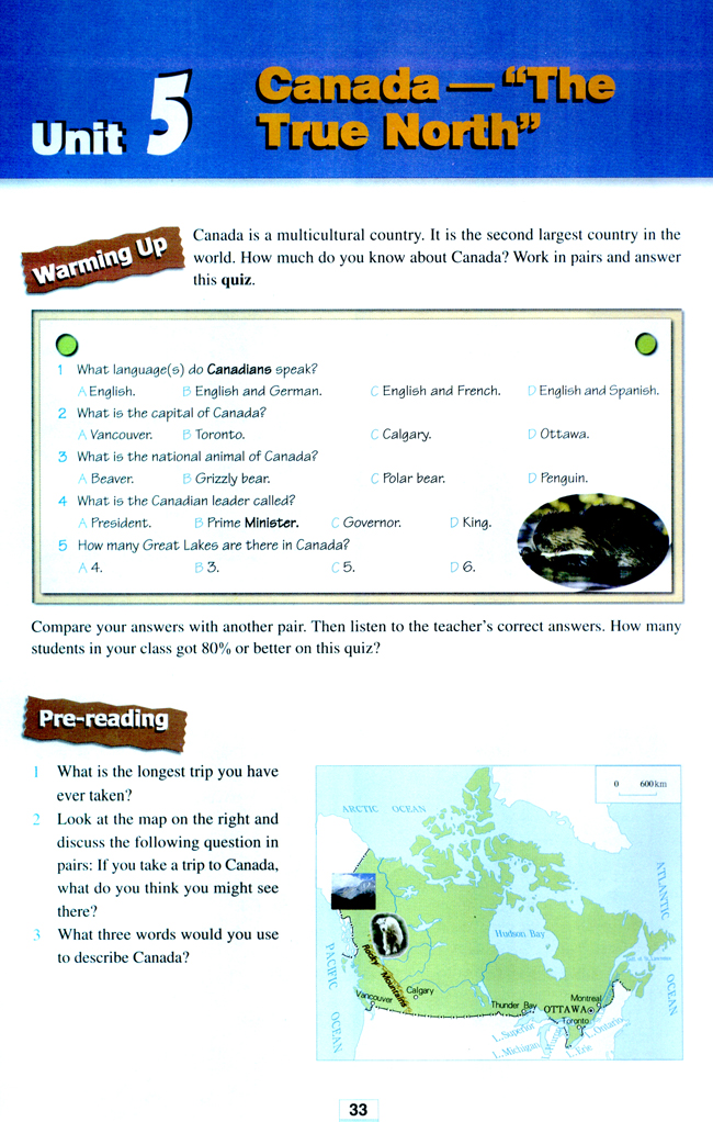 Unit 5 Canada ―“The True North”(第33页)