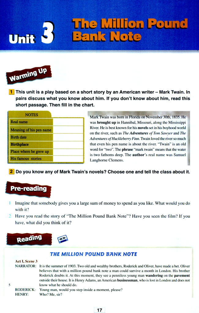 Unit 3 The Million Pound Bank Note(第17页)