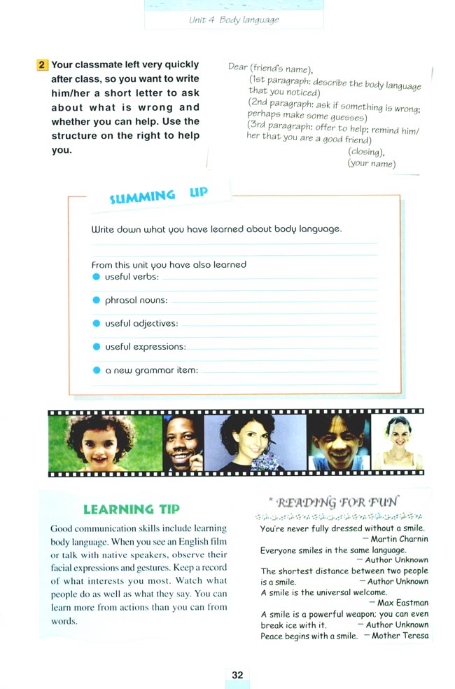 Unit 4 Body language(第32页)