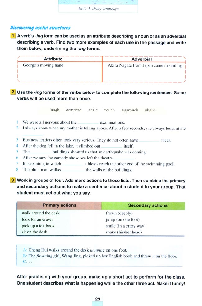 Unit 4 Body language(第29页)