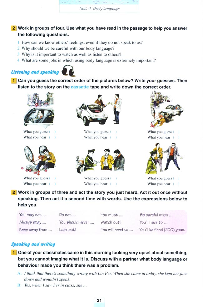 Unit 4 Body language(第31页)