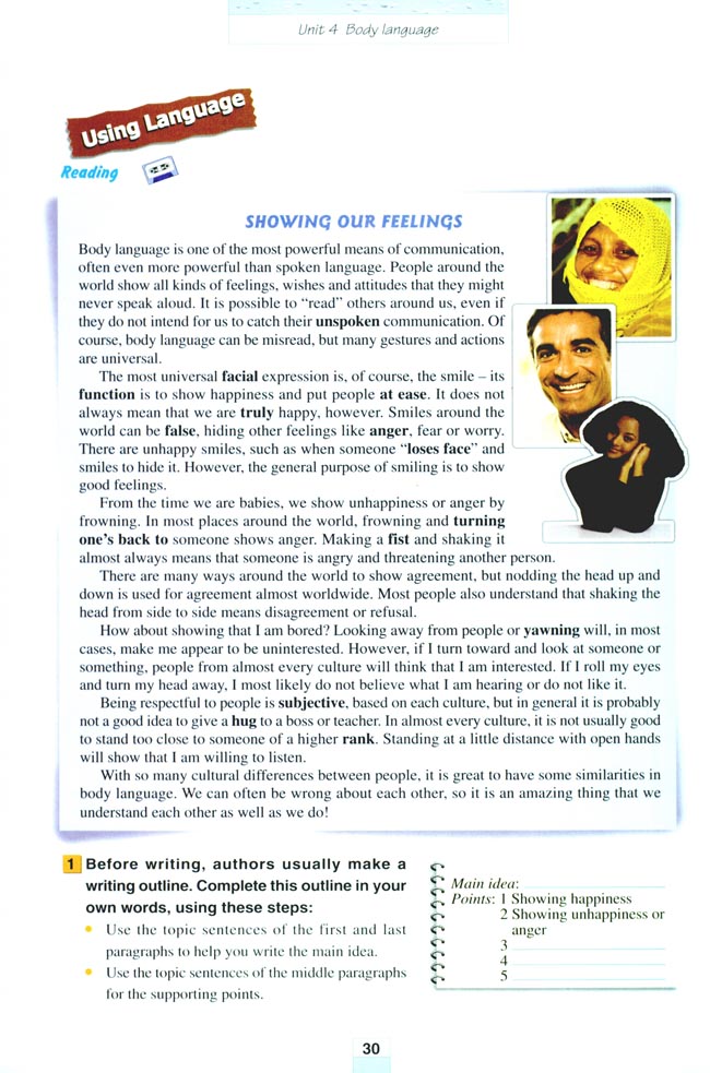 Unit 4 Body language(第30页)