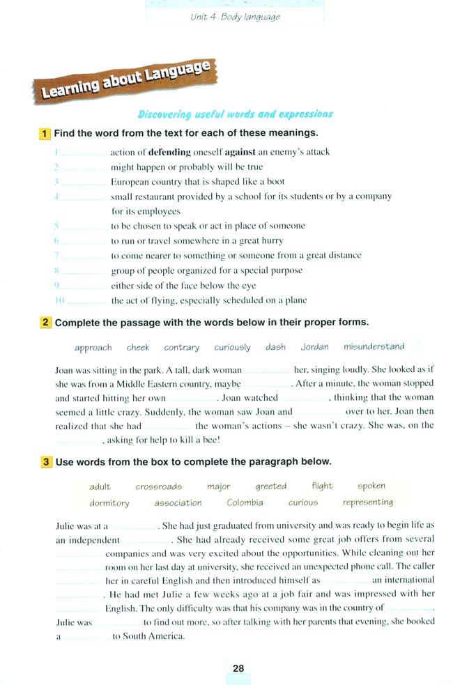 Unit 4 Body language(第28页)