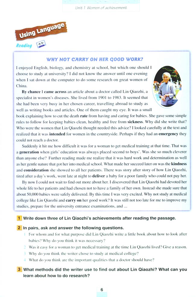 Unit 1 Women of achievement(第6页)