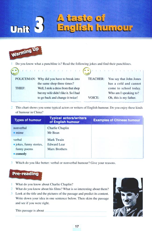 Unit 3 A taste of English humour(第17页)